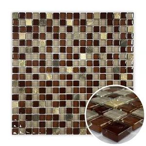 Mini forme carrée de couleur marron 15*15mm carreaux de mosaïque en verre créatifs en cristal