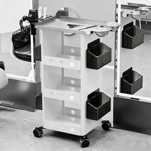 Chariot de Salon de Beauté et Coiffure de Luxe Doré avec Tiroirs, Tabouret de Coiffure, Mobilier Métallique - Product Image 4