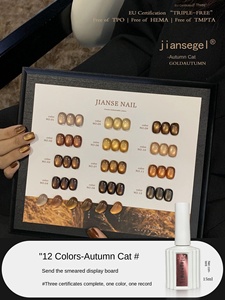 Jiansegel 12 couleurs oeil de chat UV Gel vernis à ongles ensemble Non toxique sans HEMA sans TPO professionnel <span class=keywords><strong>Nail</strong></span> <span class=keywords><strong>Art</strong></span> usine en gros - Product Image 6