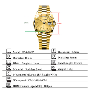 Vente en Gros OEM de Nouvelles Montres Mécaniques Modifiées pour Homme avec Mouvement Automatique 8285 NH36, Date et Chiffres Arabes - Product Image 2