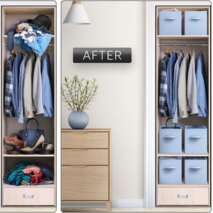 Boîtes de rangement en tissu non tissé, organisateur de placard pliable à un seul niveau pour le salon ou la garde-robe - Product Image 3