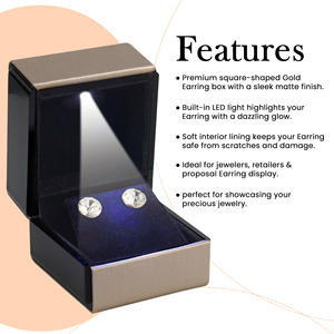 Wholesale High-end Luminous LED Lamp Jewelry <b>Box</b> square PU Leather <b>Ring</b> Necklace Pendant Jewelry Packaging <b>Box</b> - Product Image 4