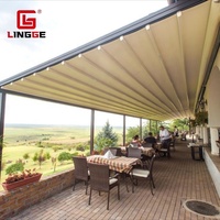 Auvent extérieur pliable électrique imperméable pour jardin, résistant à la neige, protection UV en PVC, aluminium thermolaqué rétractable
