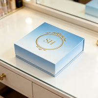 Emballage personnalisé pour produits de soin de la peau, boîtes cadeaux en papier bleu clair pour cosmétiques et produits de soin de la peau