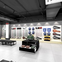 Présentoir d'intérieur complet pour magasin de sport, idéal pour vêtements de sport, chaussures et accessoires de tennis