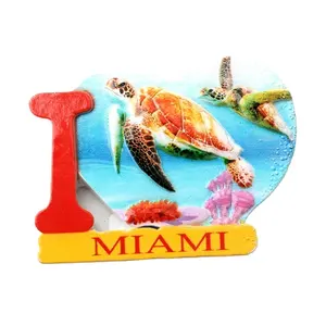 2024 Miami nouveaux produits Souvenir touristique Oem impression 3d couleur résine aimant de réfrigérateur