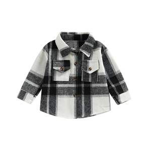 Camisa para niños pequeños y niñas, cárdigan con botones, abrigo, chaqueta a cuadros, manga larga, cuello vuelto para niños, prendas de vestir, chaqueta - Product Image 4