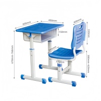 Meubles de classe modernes réglables en hauteur, ensemble table et chaise d'étude en PE creux avec tiroir pour les écoles primaires et secondaires