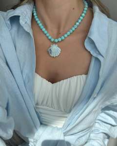 Collana <span class=keywords><strong>girocollo</strong></span> personalizzata con perle di madreperla e <span class=keywords><strong>perline</strong></span> in ceramica <span class=keywords><strong>colorate</strong></span>, gioielli estivi da spiaggia all'ingrosso - Product Image 6