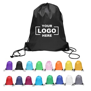 Custom Logo 210D Polyester Drawstring Backpack Promotional Travel & Gym Backpack with School & Shopping Features