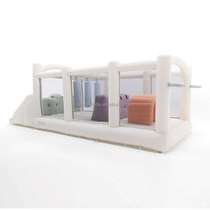 Casa <span class=keywords><strong>de</strong></span> Brinco Inflable con Obstáculos, Tobogán y Túneles en Colores Pastel, Lista para Enviar, MOQ Bajo <span class=keywords><strong>de</strong></span> Fábrica, Diversión Extrema para Fiestas Infantiles - Product Image 1