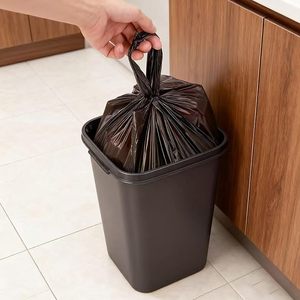 ถุงพลาสติกสีดำ Huamaohengchun แบบเสื้อยืด 100 ใบ ขนาด 12.6 นิ้ว x 6.5 นิ้ว x 21 นิ้ว สำหรับใส่ของชำ ซื้อของ ใช้ในบ้าน ซูเปอร์มาร์เก็ต ร้านอาหาร - Product Image 5