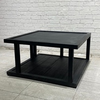 Tables basses carrées en bois massif peintes en noir au design unique, mobilier d'hôtel