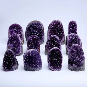 Pedras de ametista naturais de cristal, cristais de geodo, conjunto, pedras de cura para decoração