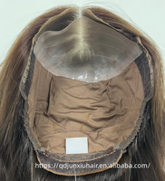 Perruque brésilienne en gros, brun moyen, nœuds blanchis, ligne de cheveux et cuir chevelu naturels, dentelle HD, sans colle, ajoute du volume, pour patients en chimiothérapie