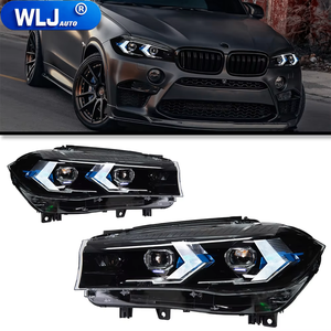 Faro Delantero <span class=keywords><strong>para</strong></span> BMW X5 F15 2014-2018, Conjunto <span class=keywords><strong>de</strong></span> Faros LED, Actualización <span class=keywords><strong>con</strong></span> Lente LED, DRL, Señal <span class=keywords><strong>de</strong></span> Giro Secuencial - Product Image 1