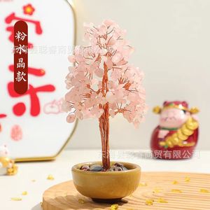 ต้นไม้เงินคริสตัลฐานเซรามิก ต้นไม้แห่งชีวิต ของตกแต่งบ้าน/สำนักงาน เสริมโชคลาภ วัสดุ K9 สีเหลือง ของขวัญตามหลักฮวงจุ้ย - Product Image 3