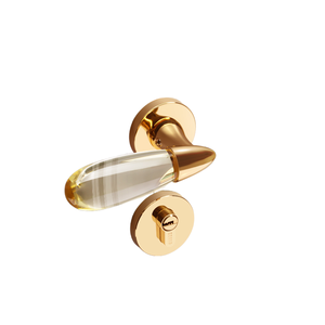 มือจับประตูโรงแรมและวิลล่าสุดหรูทันสมัยทำจากสังกะสีแม่เหล็กที่เงียบสงบสีเหลืองห่านสีทองสดใสดีไซน์แบบโบราณ - Product Image 1