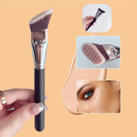 Kuas Makeup Datar Bersudut untuk Foundation & Contour, Kuas Blending Wajah Tunggal Sintetis Lembut, Logo Kustom Grosir
