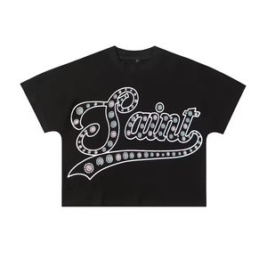 T-shirts graphiques Streetwear Boxy Cropped T Shirts 100% Coton T-shirts de luxe de haute qualité pour hommes - Product Image 6