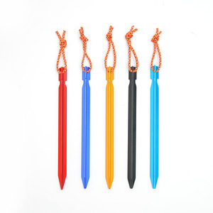 Outdoor Ultra-light Triangular Aluminum Alloy Floor Nail for <strong>Tent</strong> &amp; Canopy Reinforced Windproof 23cm With Rope - Product Image 4