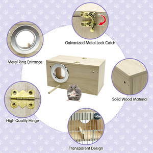 Cachette en bois de <span class=keywords><strong>hamster</strong></span> avec jouets à mâcher-Maison d'habitat en bois naturel pour gerbilles de souris naines syriennes <span class=keywords><strong>Cage</strong></span> pour petits animaux - Product Image 3