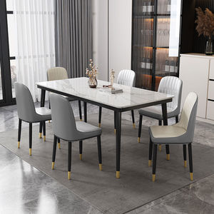 Table à manger en ardoise de style italien, personnalisable, luxe léger, moderne, simple, pour petit appartement, rectangulaire - Product Image 3