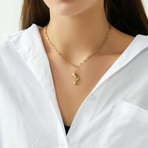 Collar de Joyería con Colgante de Corazón de Acero Inoxidable 316L, Chapado en Oro de 18k, Resistente al Agua y al Deslustre, con Logotipo Personalizado, para Mujer - Product Image 4