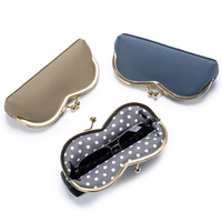 Estuche multifunción de cuero genuino para gafas de sol, caja portátil para gafas con cierre de beso, organizador de gafas para mujer