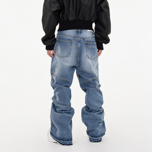 DiZNEW <span class=keywords><strong>Jeans</strong></span> da Uomo Personalizzati Streetwear, <span class=keywords><strong>Jeans</strong></span> Destrutturati con Pannelli, Estremamente Strappati, Gamba Larga e Vestibilità Comoda - Product Image 3