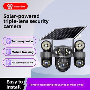 Lampe solaire LED intelligente avec 3 caméras 4K réglables, projecteur de sécurité extérieur, étanche IP65 pour jardin - Product Image 2