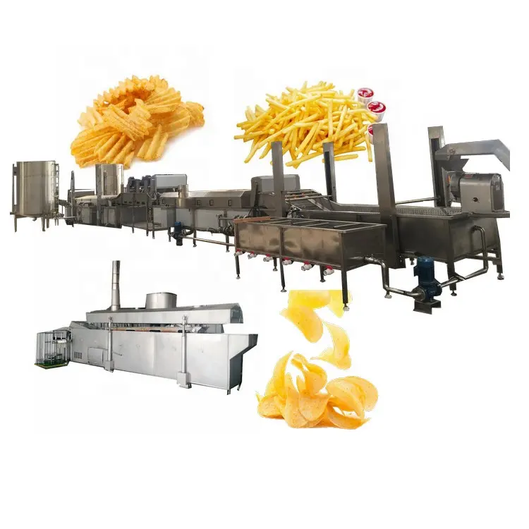 Mesin pengolahan keripik kentang goreng beku, jalur produksi mesin pembuat keripik kentang