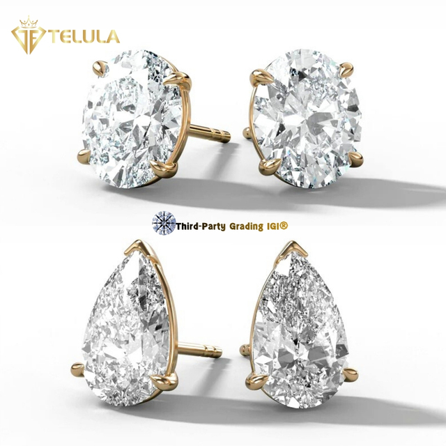 1cttw Lab Diamond Earring 9K 14k Solid Gold Igi Certified Diamond Jewelry Lab Grown Diamond Stud Earring