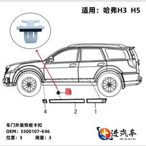 Clip de fijación para embellecedor de faldón de puerta Great Wall Haval H3 H5 5500107K46 para reemplazo y reparación de placa de protección inferior - Product Image 3