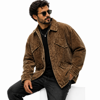 Veste cargo en velours côtelé délavé à l'acide pour homme, coupe oversize, style streetwear vintage, vêtement de travail écologique, poches à rabat, logo personnalisé d'usine, OEM