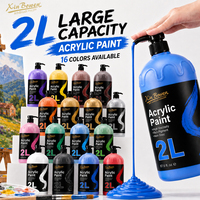 Pintura Acrílica Xin Bowen de 2L con Botella con Bomba, Pintura de Alta Viscosidad de Grado Profesional para Lienzo, Pared y Madera