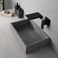 Robinet de lavabo mural en laiton noir moderne, à cascade, dissimulé, chaud/froid, avec cartouche céramique intégrée, pour vente en gros