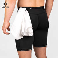 Short de compression pour homme avec logo personnalisé, 9 pouces, avec poches, anti-transpiration, pour marathon, course à pied, gym, loisirs
