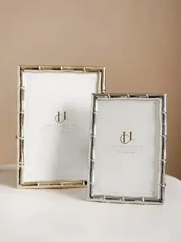 Metal photo frame custom creative bamboo leaf photo frame light luxury personality stage 6 inch 7 inch photo frame