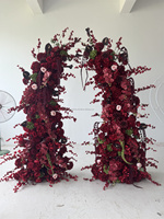 Arche de fleurs en rose bordeaux faite à la main de 2,3 + 2,1 m pour la Saint-Valentin et la fête des mères