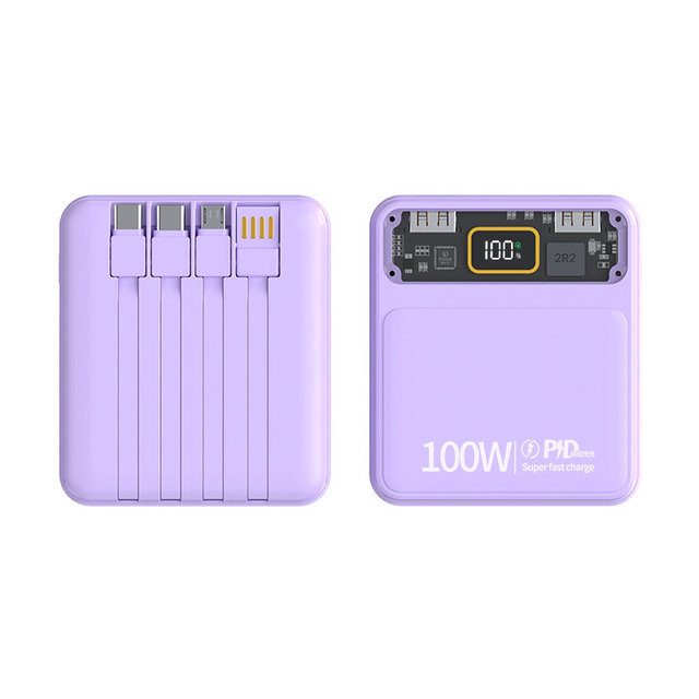 Portable Charger 10000mah Mini Power Bank Fast Charging Power Bank With Led Display Built-in Cables Powerbank for Phones PB02