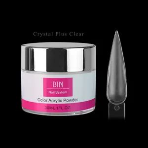 BIN New Arrival No Bubbles Crystal Plus Clear Acrylic Powder 1KG Bag EMA Clear Bulk Packing Fast Dry Powder For Nail Art