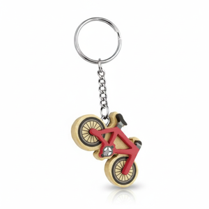 Portachiavi Mini Bicicletta con Catena in Metallo Rosso, Regalo Promozionale Decorativo - Product Image 2