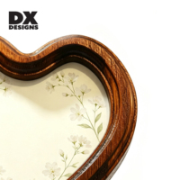 Bingkai Foto Kayu Vintage DX Designs Motif Hati Kecil Dekorasi Bunga Bingkai Gambar Hiasan Meja untuk Hadiah Pernikahan Hari Valentine