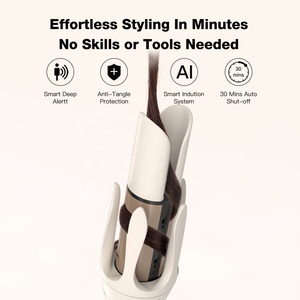 Lena Ionic 360 Degree Ceramic Barrel Electric Professional Auto Rotating <b>Curling</b> Iron Automatic Hair Curler Wand - Product Image 2