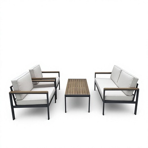 Fabriqué au Vietnam, ensemble de canapés d'extérieur modernes en aluminium avec coussins en polyester pour meubles de jardin et salon, design contemporain - Product Image 1