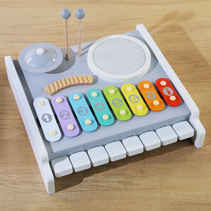 Jouet musical multifonctionnel en bois pour bébé, station musicale piano, pour l'apprentissage précoce et le développement de la coordination œil-main - Product Image 4
