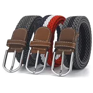 Cinturón trenzado personalizado multicolor para hombre, tejido informal de tela trenzada, proveedor de china