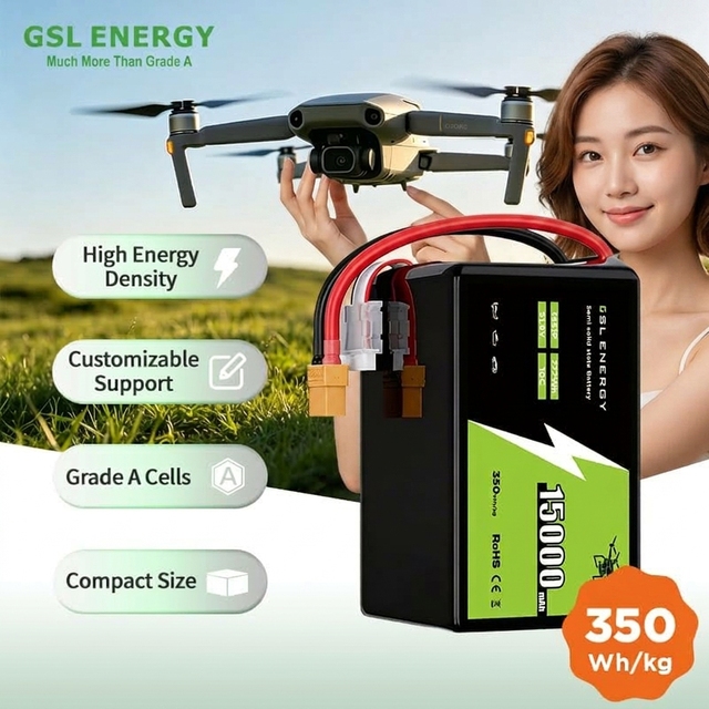 GSL ENERGY 15000mAh Solid State Drone Battery 350Wh/kg High Energy Density Power Pack Drone Battery for Agricultural UAV