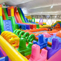 Parcours d'obstacles gonflable commercial en PVC, garantie 3 ans, trampoline, aire de jeux, aventure en plein air